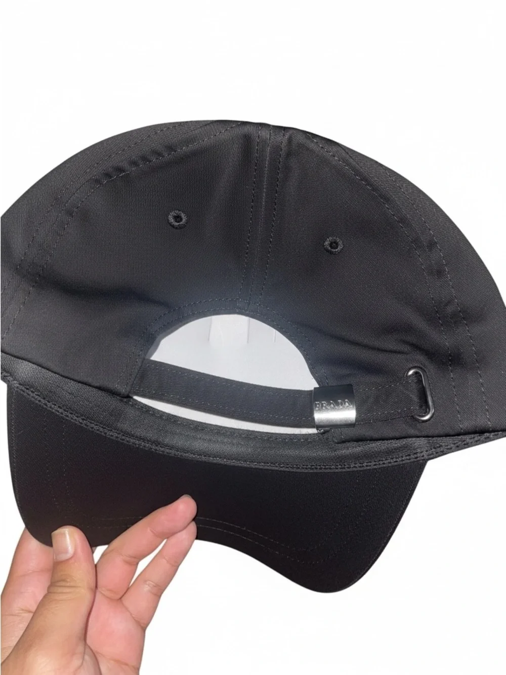 Prada unisex baseball cap Black Embossed Triangle Logo Cap